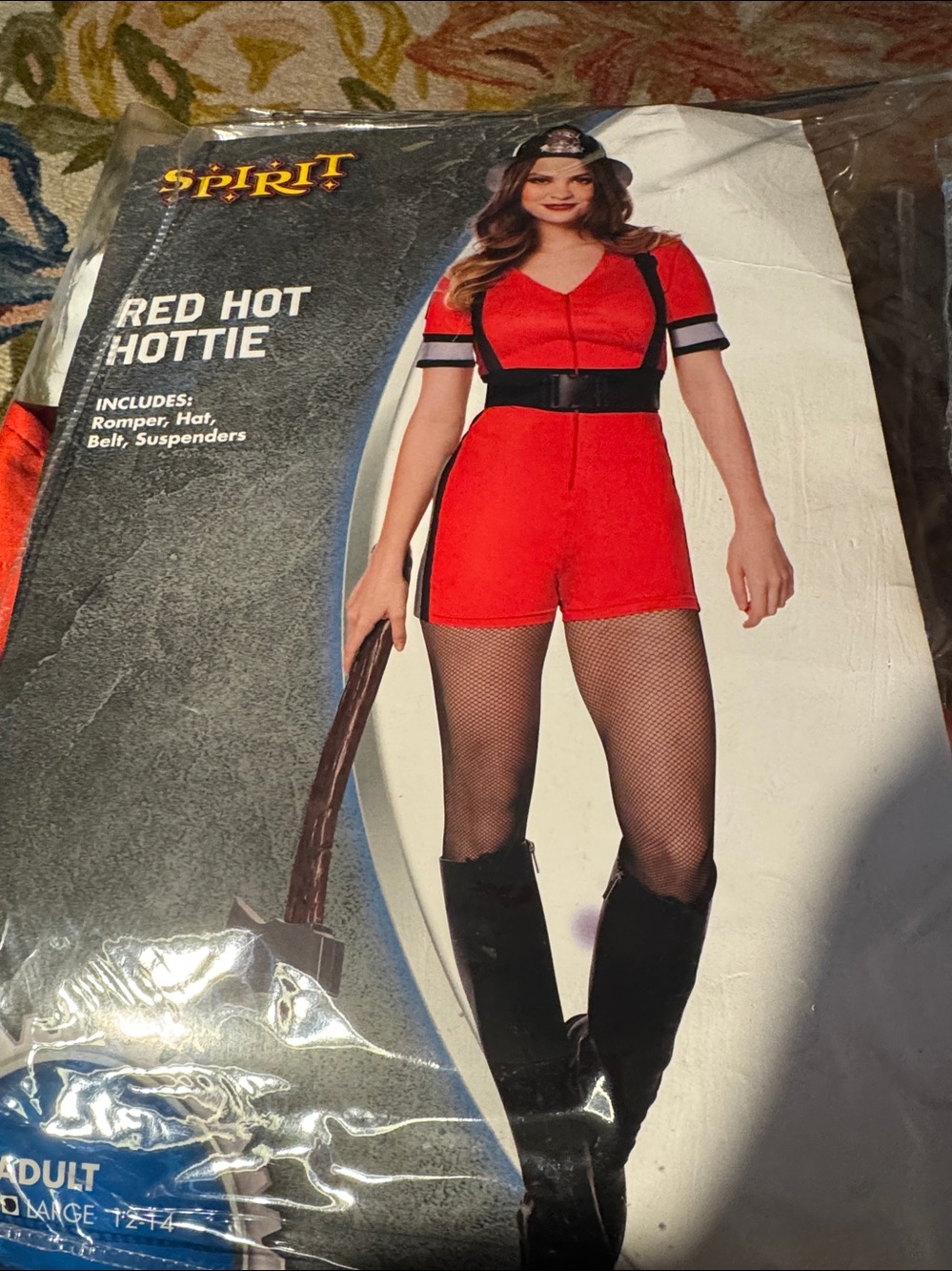 Spirit Halloween Sexy Fire Fighter Romper Suspenders Included Size Large 12-14
